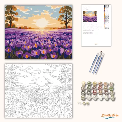 Hajnali virágtenger - számfestő készlet - Számfestő.hu - 60×70cm - Keret nélkül