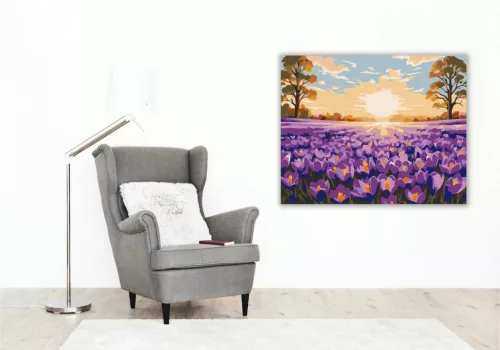 Hajnali virágtenger - számfestő készlet - Számfestő.hu - 80×100cm - Keret nélkül