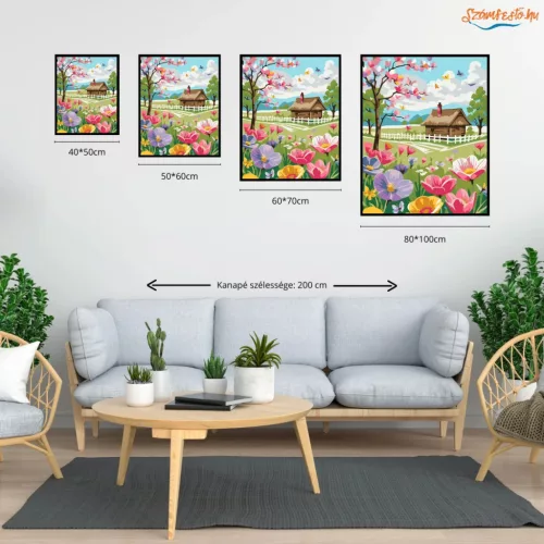 Nádfedeles házikó - számfestő készlet - Számfestő.hu - 50×60cm - Keret nélkül