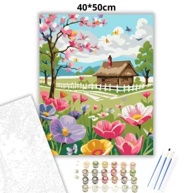 Nádfedeles házikó - számfestő készlet - Számfestő.hu - 40×50cm - Keret nélkül