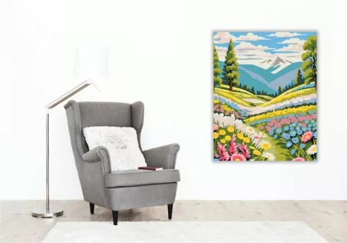 Virágos hegyi ösvény - számfestő készlet - Számfestő.hu - 50×60cm - Keret nélkül