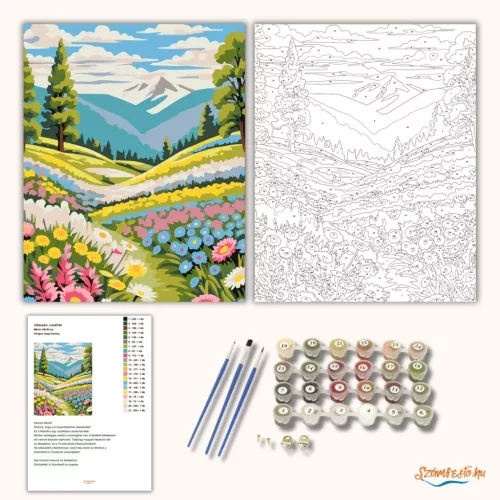 Virágos hegyi ösvény - számfestő készlet - Számfestő.hu - 60×70cm - Keret nélkül