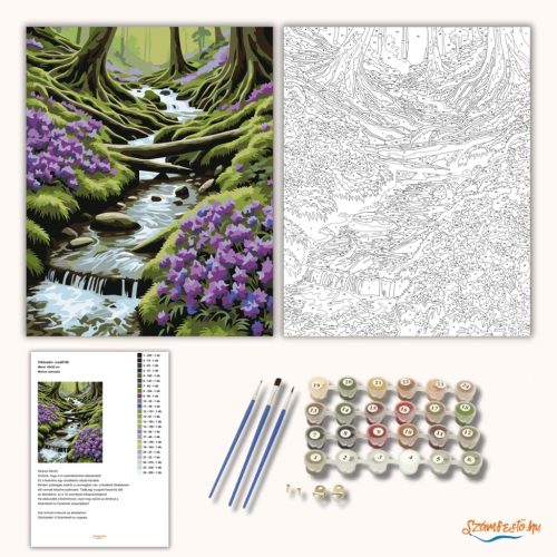 Mohos vízmosás - számfestő készlet - Számfestő.hu - 50×60cm - Keretre feszítve