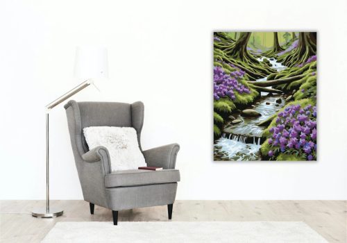 Mohos vízmosás - számfestő készlet - Számfestő.hu - 50×60cm - Keretre feszítve