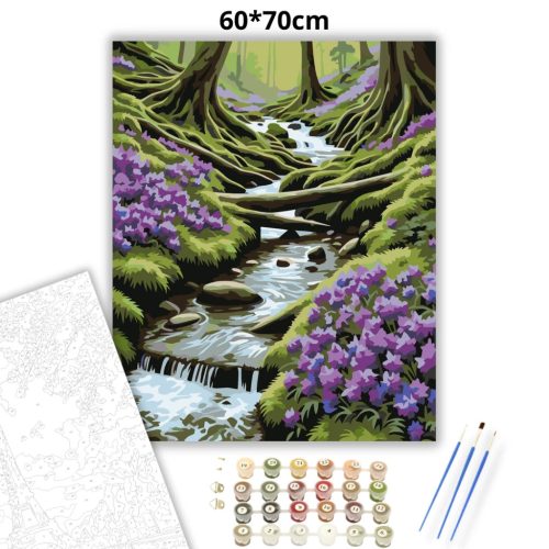 Mohos vízmosás - számfestő készlet - Számfestő.hu - 60×70cm - Keretre feszítve