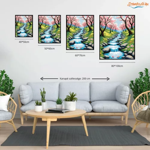 Csordogáló patak - számfestő készlet - Számfestő.hu - 40×50cm - Keret nélkül