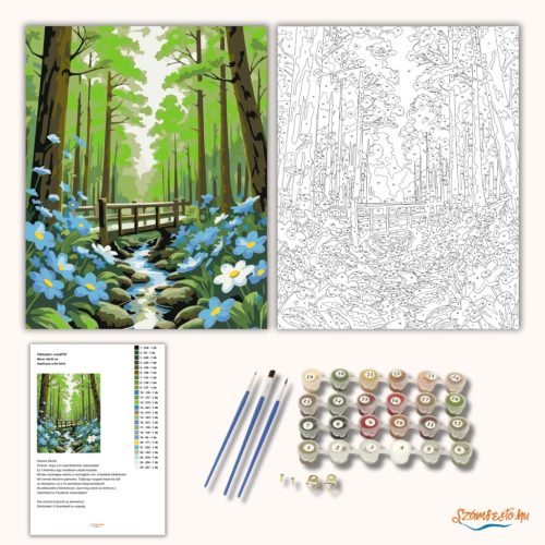 Napfényes erdei fahíd - számfestő készlet - Számfestő.hu - 60×70cm - Keret nélkül