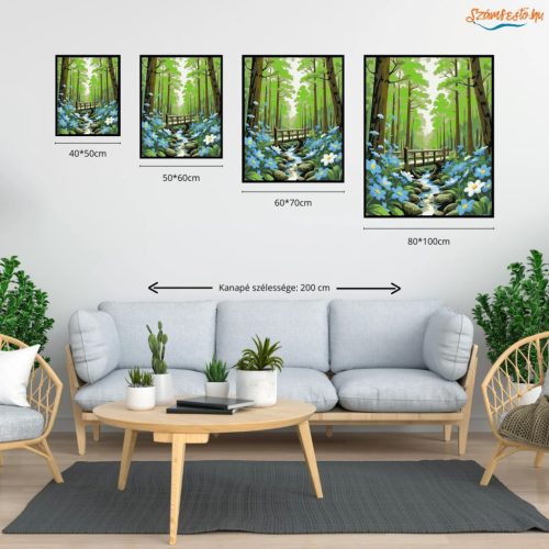 Napfényes erdei fahíd - számfestő készlet - Számfestő.hu - 60×70cm - Keret nélkül