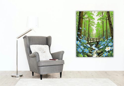 Napfényes erdei fahíd - számfestő készlet - Számfestő.hu - 80×100cm - Keretre feszítve