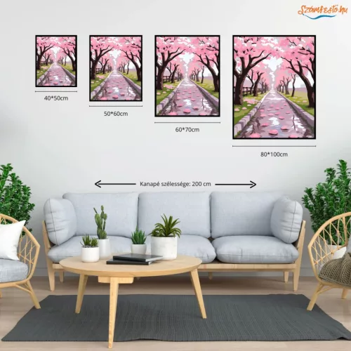 Tavaszi sziromeső - számfestő készlet - Számfestő.hu - 40×50cm - Keretre feszítve
