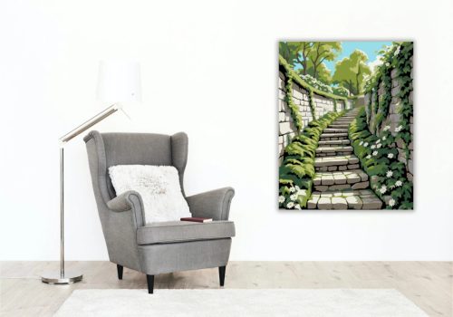 Tavaszi kőlépcső csendje - számfestő készlet - Számfestő.hu - 60×70cm - Keret nélkül