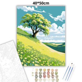 Tavaszi domboldal - számfestő készlet - Számfestő.hu - 40×50cm - Keret nélkül