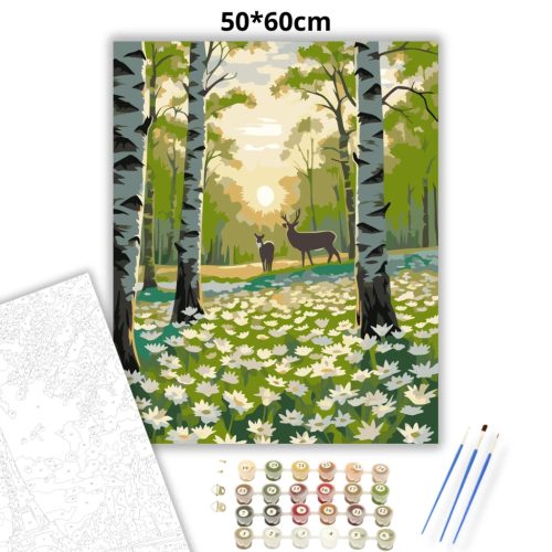 Hajnali szarvaspár - számfestő készlet - Számfestő.hu - 50×60cm - Keretre feszítve