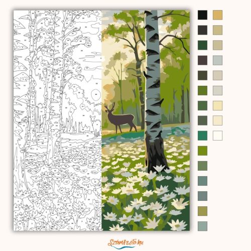 Hajnali szarvaspár - számfestő készlet - Számfestő.hu - 60×70cm - Keretre feszítve