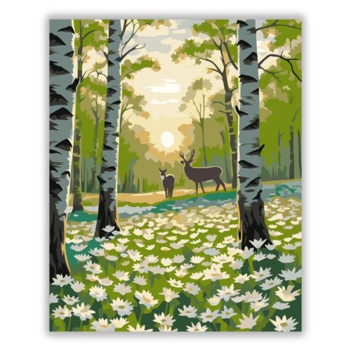 Hajnali szarvaspár - számfestő készlet - Számfestő.hu - 80×100cm - Keretre feszítve