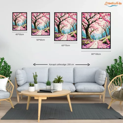 Virágzó szilvafák - számfestő készlet - Számfestő.hu - 40×50cm - Keret nélkül