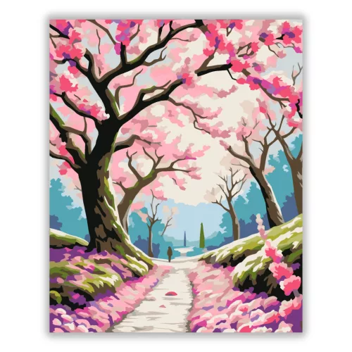 Virágzó szilvafák - számfestő készlet - Számfestő.hu - 40×50cm - Keret nélkül