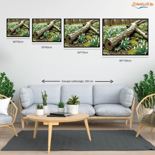 Csendes hóvirágmező - számfestő készlet - Számfestő.hu - 80×100cm - Keretre feszítve