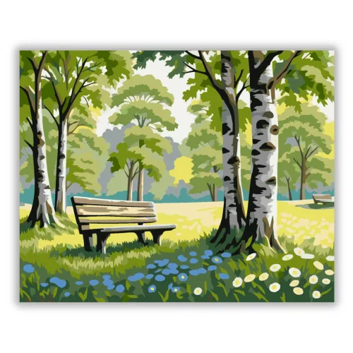 Nyírfa alatti pihenő - számfestő készlet - Számfestő.hu - 50×60cm - Keret nélkül