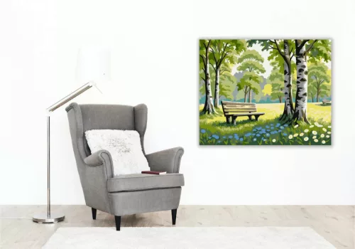Nyírfa alatti pihenő - számfestő készlet - Számfestő.hu - 50×60cm - Keret nélkül