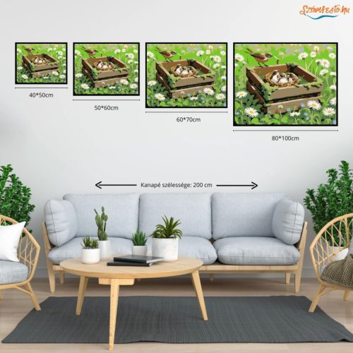 Fészeknyi madárka - számfestő készlet - Számfestő.hu - 80×100cm - Keret nélkül