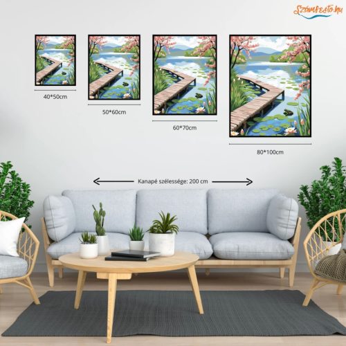 Csendes tóparti stég - számfestő készlet - Számfestő.hu - 50×60cm - Keretre feszítve