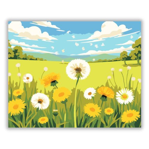 Napsugaras pitypangok - számfestő készlet - Számfestő.hu - 60×70cm - Keret nélkül