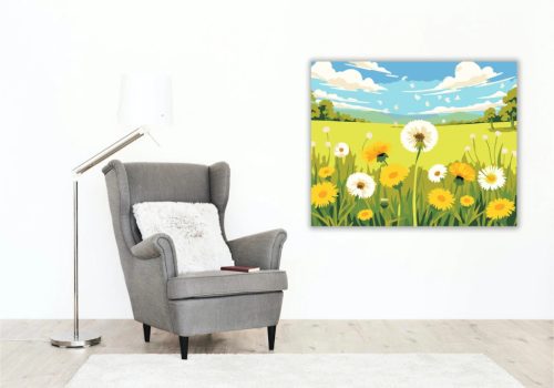 Napsugaras pitypangok - számfestő készlet - Számfestő.hu - 60×70cm - Keretre feszítve