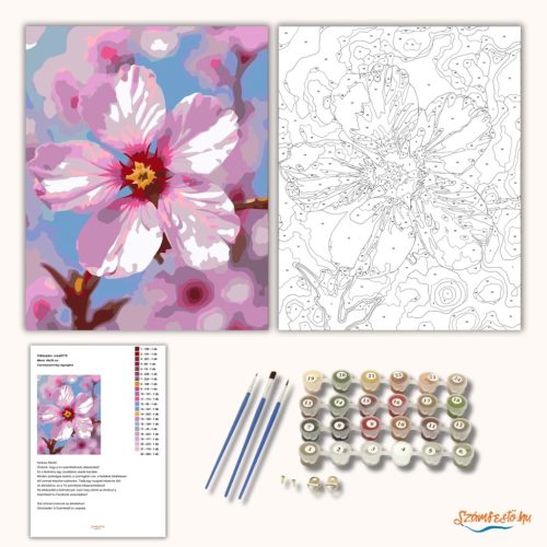 Cseresznyevirág ragyogása - számfestő készlet - Számfestő.hu - 60×70cm - Keret nélkül