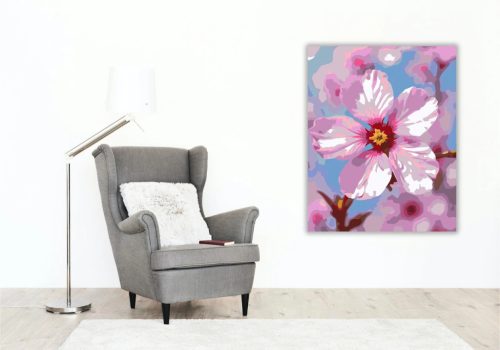 Cseresznyevirág ragyogása - számfestő készlet - Számfestő.hu - 60×70cm - Keretre feszítve