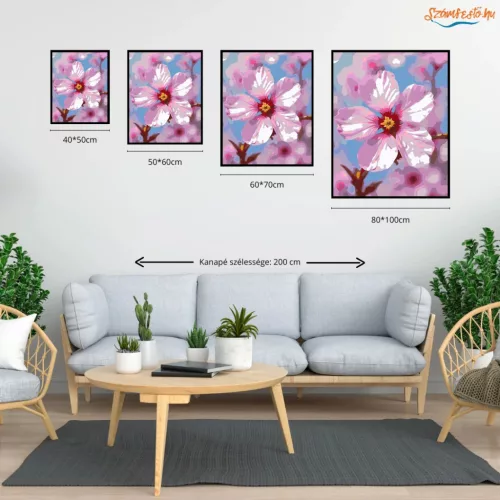 Cseresznyevirág ragyogása - számfestő készlet - Számfestő.hu - 40×50cm - Keret nélkül