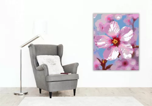 Cseresznyevirág ragyogása - számfestő készlet - Számfestő.hu - 40×50cm - Keret nélkül
