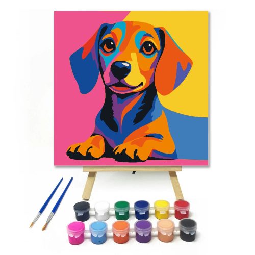 Színes kistacskó - gyerek számfestő készlet - Számfestő.hu - 20×20cm - Keret nélkül