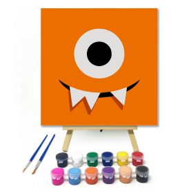 Mókás szörnyecske mosolya - gyerek számfestő készlet - Számfestő.hu - 20×20cm - Keret nélkül