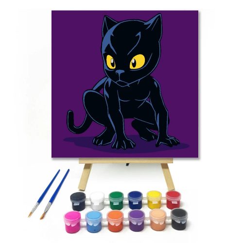 Szuperhős párduc - gyerek számfestő készlet - Számfestő.hu - 30×30cm - Keret nélkül