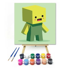 Kocka baba - gyerek számfestő készlet - Számfestő.hu - 20×20cm - Keret nélkül