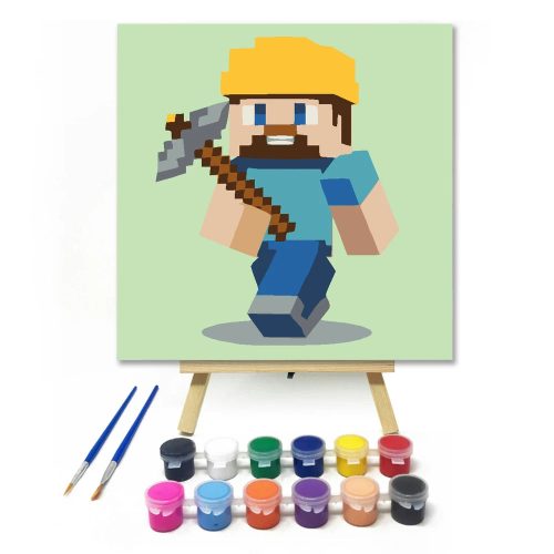 Bátor bányász - gyerek számfestő készlet - Számfestő.hu - 30×30cm - Keretre feszítve