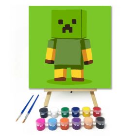 Szomorkás pixel figura - gyerek számfestő készlet - Számfestő.hu - 20×20cm - Keret nélkül