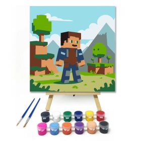 Kalandos kockahős - gyerek számfestő készlet - Számfestő.hu - 20×20cm - Keret nélkül