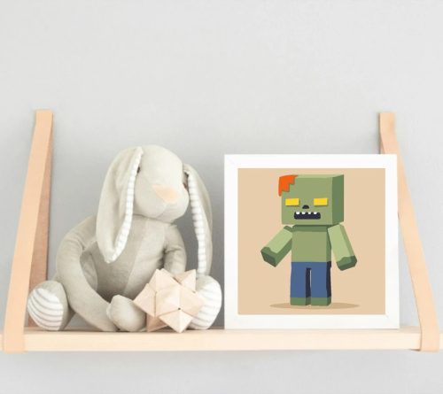 Négyzetes zombi - gyerek számfestő készlet - Számfestő.hu - 30×30cm - Keret nélkül