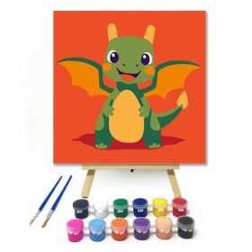 Mosolygós sárkány - gyerek számfestő készlet - Számfestő.hu - 20×20cm - Keret nélkül