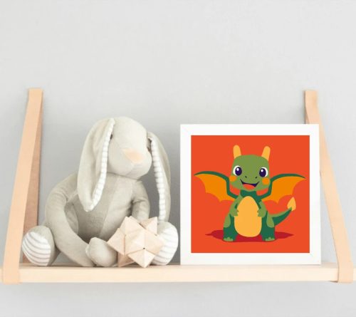 Mosolygós sárkány - gyerek számfestő készlet - Számfestő.hu - 20×20cm - Keret nélkül