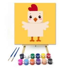 Vidám csirke tánca - gyerek számfestő készlet - Számfestő.hu - 20×20cm - Keret nélkül