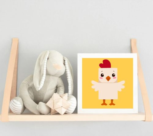 Vidám csirke tánca - gyerek számfestő készlet - Számfestő.hu - 40×40cm - Keret nélkül