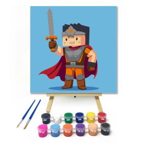 Mosolygós lovag kardja - gyerek számfestő készlet - Számfestő.hu - 20×20cm - Keret nélkül