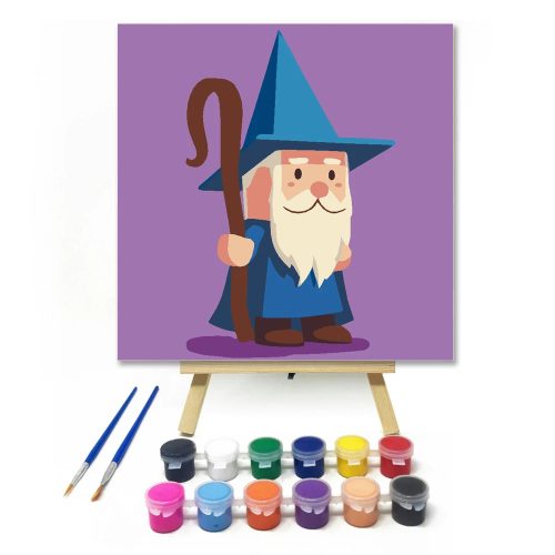 Bölcs varázsló - gyerek számfestő készlet - Számfestő.hu - 30×30cm - Keret nélkül