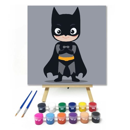 Bátor éjjeli hős mosolya - gyerek számfestő készlet - Számfestő.hu - 20×20cm - Keretre feszítve