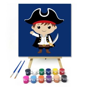 Vidám kalózfiú karddal - gyerek számfestő készlet - Számfestő.hu - 20×20cm - Keret nélkül