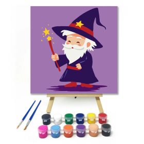 Vidám varázsló - gyerek számfestő készlet - Számfestő.hu - 20×20cm - Keret nélkül