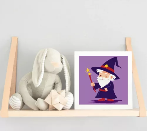 Vidám varázsló - gyerek számfestő készlet - Számfestő.hu - 20×20cm - Keret nélkül
